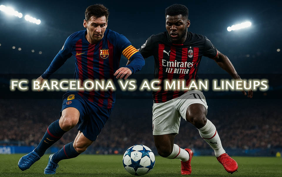 fc barcelona vs ac milan lineups